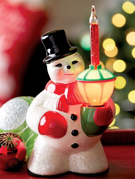 Snowman Bubble Light Figurine In 2022 Retro Christmas Decorations