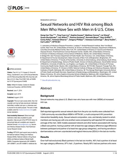 pdf sexual networks and hiv risk among black men who have sex with men in 6 u s cities