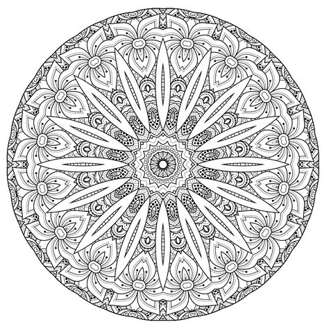 Superbe Mandala Complexe Avec Fleurs Mandalas Coloriages Difficiles