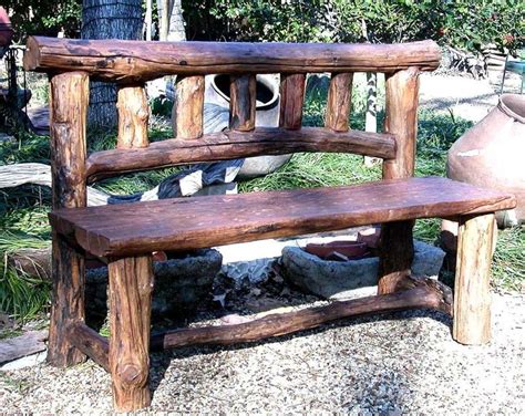 Smokey Mountain Rustic Bench With Log Back Rustic Outdoor Benches