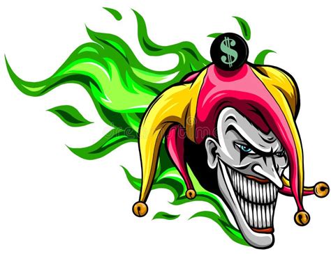 Crazy Creepy Joker Face Angry Clown With Evil Smile On The Face Stock