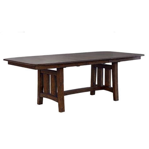 Solid mahogany wood dining room table with 6 chairs and hutch in excellent condition. AAmerica Henderson Transitional Solid Wood Trestle Table ...