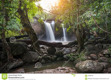 Waterfall Cave Haewsuwat Waterfall At Khao Yai National Park T Stock