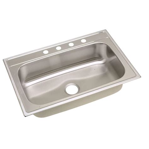 Elkay Signature Drop In Stainless Steel 33 In 4 Hole Single Bowl
