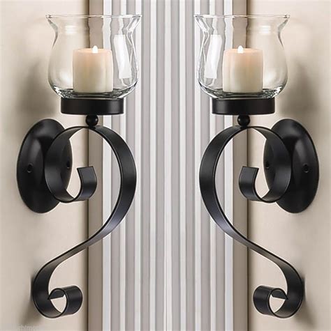 Black Scroll Wall Sconces Candle Wall Sconces Sconces Iron Wall Decor