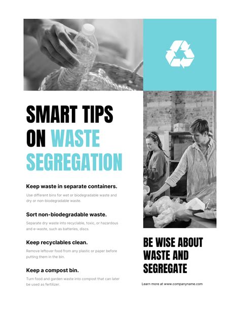 White And Cyan Tips On Waste Segregation Poster