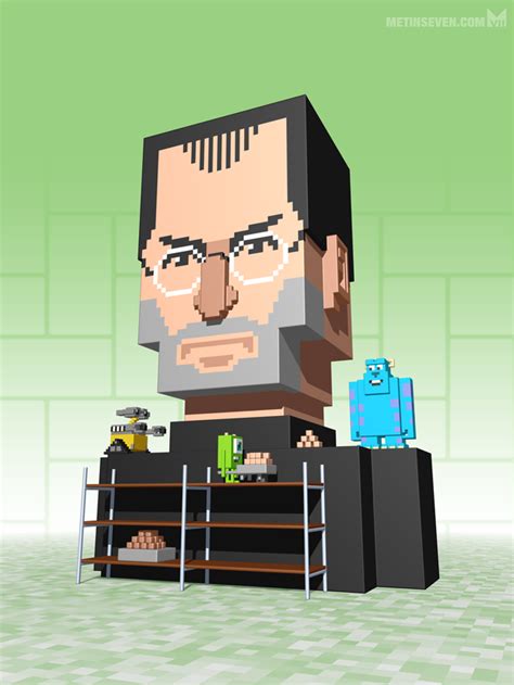 3d Pixel Voxel Style Portrait Of Steve Jobs For A Cover Of Macfan