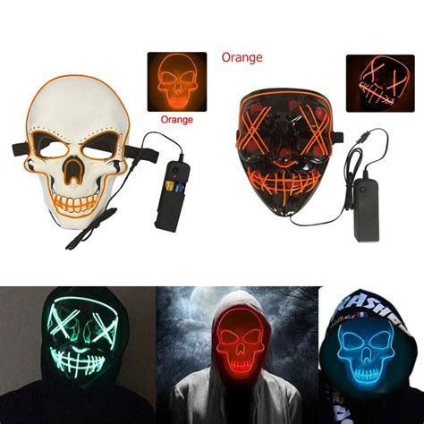 Glowing Led Scary Mask Halloween Carnival Mask The Purge Neon Maske El