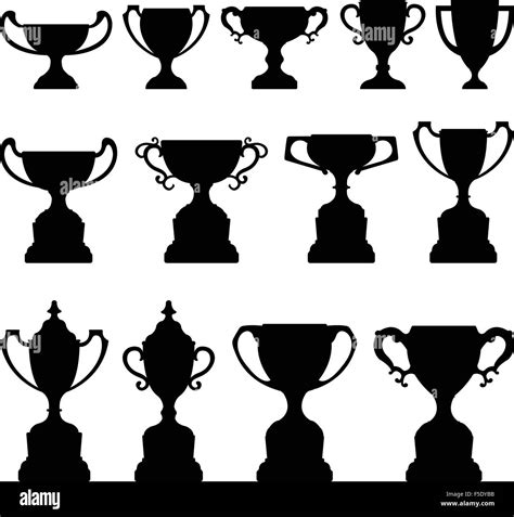 Trophy Cup Silhouette Black Set Stock Vector Image And Art Alamy