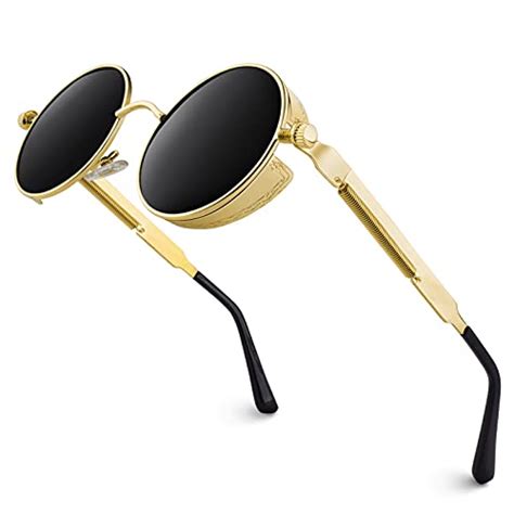 Gqueen Retro Round Circle Steampunk Sunglasses For Women Men Polarized Uv400 Protection Mts2