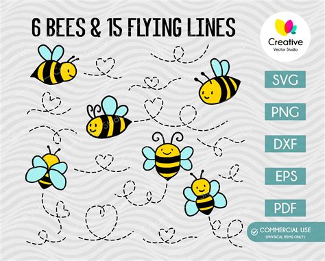 Cute Bee Svg Bundle 4 Seamless Patterns Creative Vector Studio