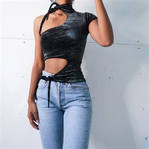 masha and jlynn on instagram “sold vintage late 90 s smoky velvet cutout tie top xs please