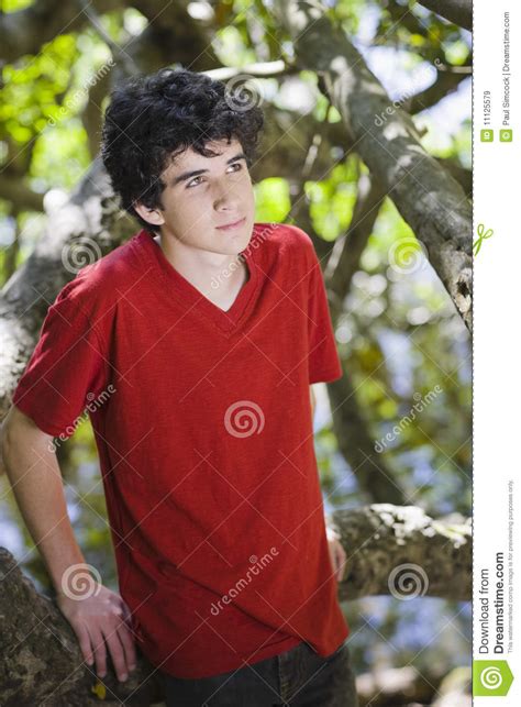 Portrait Of Teen Boy In Woods Stock Image Image Of