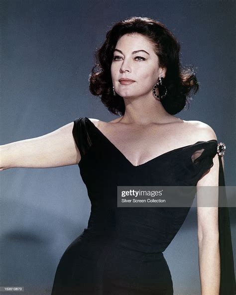 American Actress Ava Gardner In A Black Off The Shoulder Dress