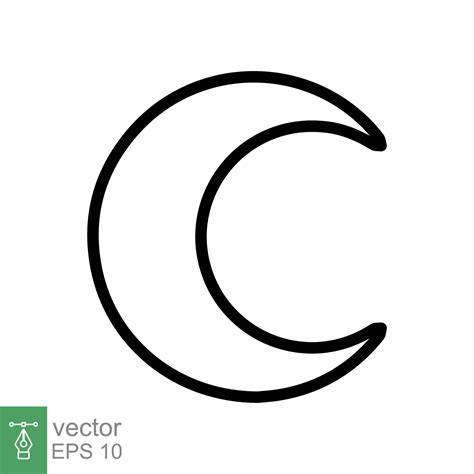 Moon Icon Simple Outline Style Half Moon Crescent Moon Star Light