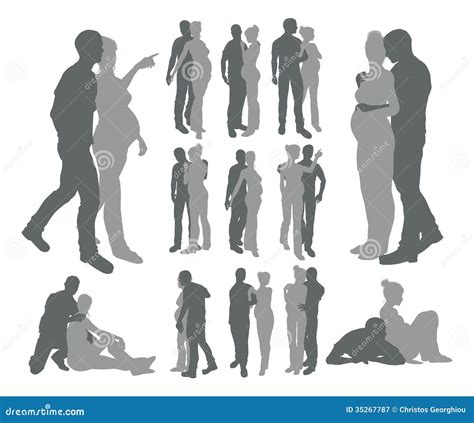 Couple Silhouettes Pregnant Woman Stock Vector Illustration Of Adult Happy 35267787
