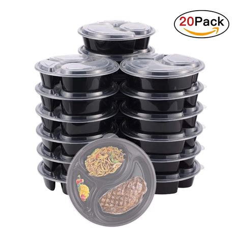 Buy Meal Prep Containersepboru 20 Pack 3 Compartment Round Shaped