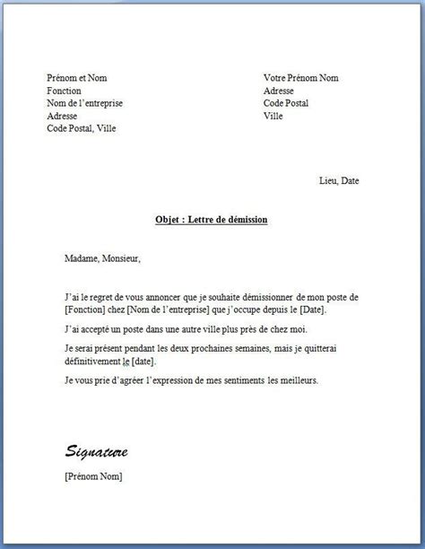 Pin by Chenda Neang on Lettre de démission  Learn french, Word doc