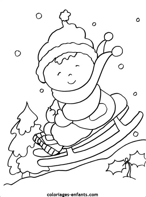 Coloriage Maternelle Hiver et La Neige dessin gratuit à imprimer