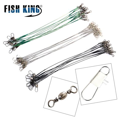 Fish King 30lb 10pcs Fishing Line Steel Wire Leader With Rolling