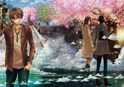 Anime Cherry Blossom Couple Hd Wallpapers Wallpaper Cave