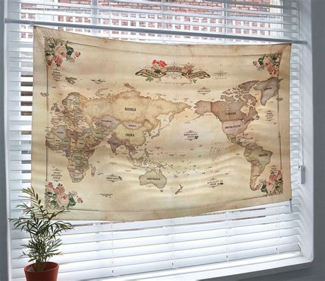 World Map Antique Tapestry Large On Fabric Poster Curtain Art Print