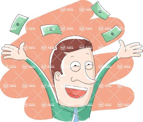 Cartoon Man Throwing Away Money Vector Illustration