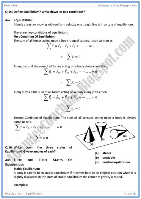 These real spm past years' papers are useful to test your mastery of the topics make sure you go through these real spm past years' exam papers now. Adamjee Coaching: Equilibrium - Question Answers - Physics ...