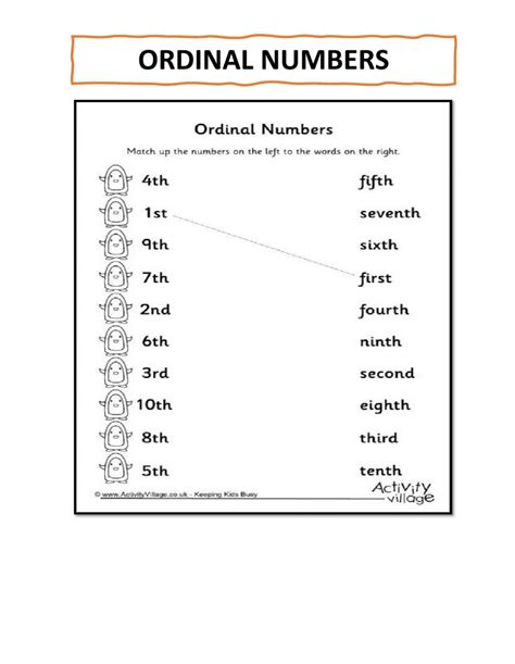 Ordinal Numbers Worksheets 62b