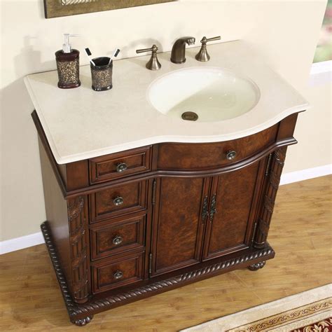 Silkroad Exclusive 36 In English Chestnut Single Sink Bathroom Vanity