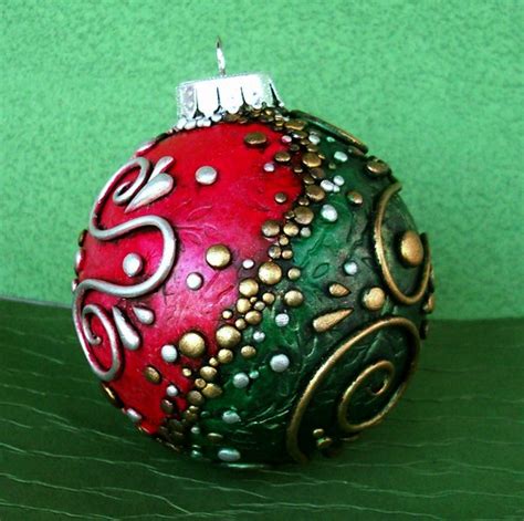 Red And Green Pebbled Ornament Polymer Clay Over Glass Flickr