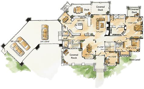 Sprawling 4 Bed Mountain Ranch Home Plan On A Walkout Basement
