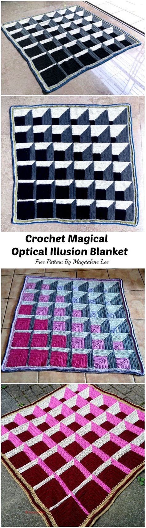 Crochet Magical Optical Illusion Blanket Crochet Blanket Patterns Crochet Patterns Crochet