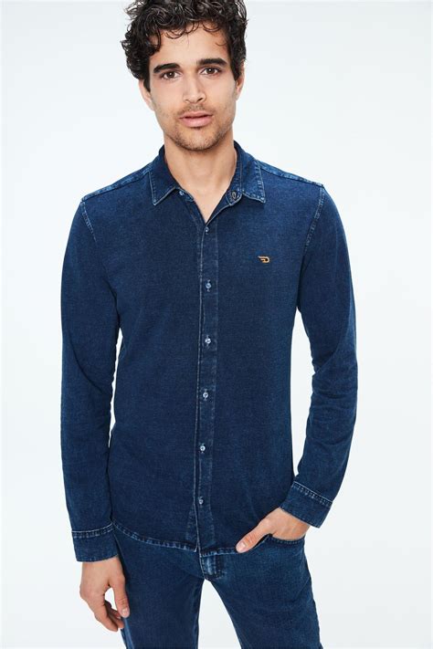 Camisa De Malha Denim Masculina Damyller