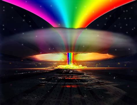 Hd Wallpaper Rainbow Explosion Digital Art Nuclear Rainbows