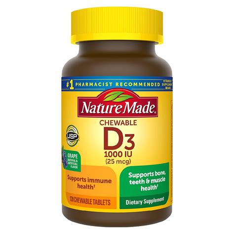 Nature Made Vitamin D3 1000 Iu Dietary Supplement Adult Chewable Tablets Walgreens