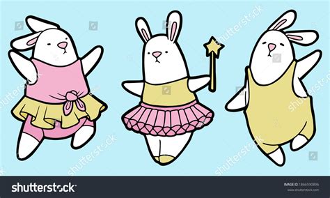 Vector Illustration Cartoon Characters Dancing Rabbits Stock Vector