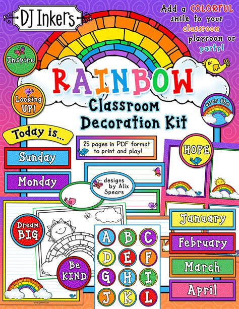 You Ll Be Over The Rainbow For These Fun Classroom Or Party Decorations By Dj Inkers