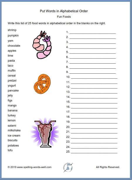 Choose a font (or use the default normal text) and either select a subset, or scroll through to find the symbol you'd like to use. Put Words in Alphabetical Order Worksheets | Alphabetical ...