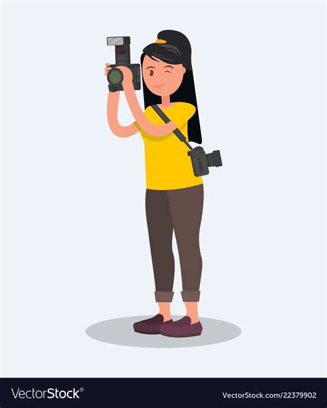 Woman Photographer Holding A Camera Royalty Free Vector