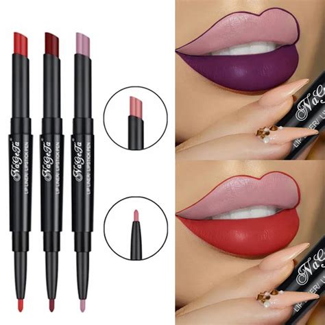 2 In 1 Lip Liner Lipstick Pencil Matte Waterproof Lipliner Red Lips Liners Pen Stick Long