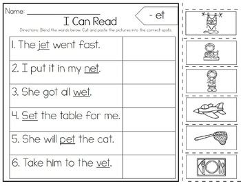 Cvc words are words that have a: Simple Sentences, CVC Words, Sight Words, Cut and Paste Worksheets