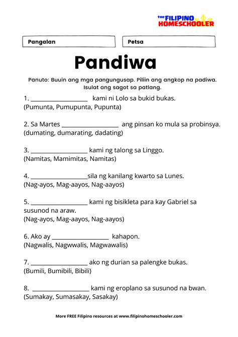Aspekto Ng Pandiwa At Mga Halimbawa — The Filipino Homeschooler