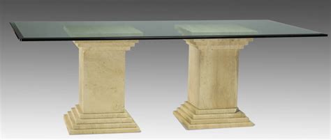 Double Pedestal Glass Top Dining Table 84l