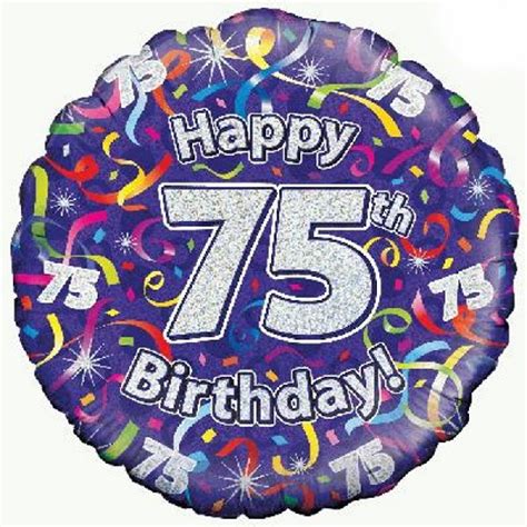 Purple Streamers Happy 75th Birthday 18 Foil Helium Balloon