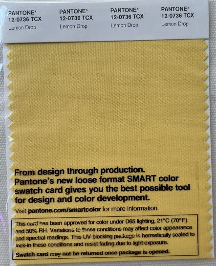Pantone Tcx Cotton Swatch Card 12 0736tcx Lemon Drop