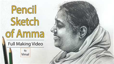 Meditative Pencil Sketch Of Amma Mata Amritanandamayi Devi Youtube