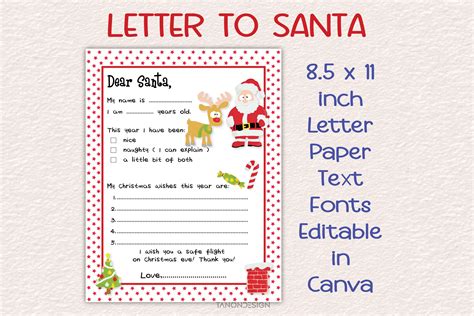 Letter To Santa Claus Editable In Canva Graphic By Tanondesign