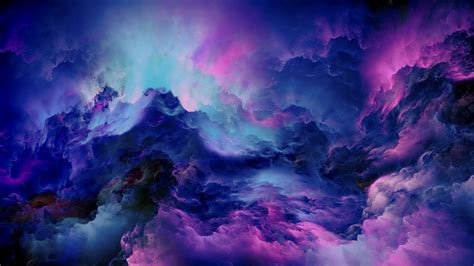 Download Wallpaper 2560x1440 Colorful Clouds Abstract Blue Pinkish