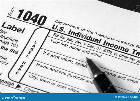 Income Tax Form Stock Image Image Of Deadline Taxes 1927765